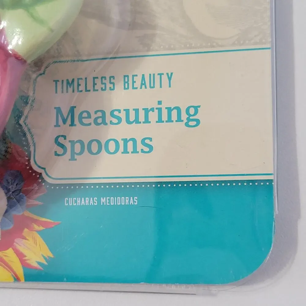 The Pioneer Woman Timeless Beauty Measuring Spoons Set Floral Stoneware New
